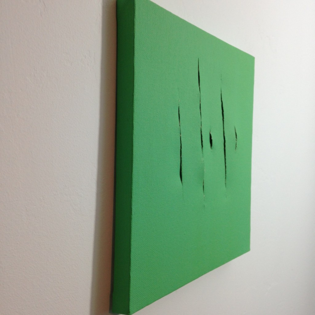 Side-View Remain Calm- Tribute to Lucio Fontana Linda Cleary 2014 Acrylic on Canvas
