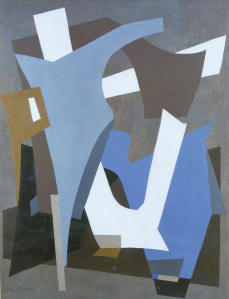 Esphyr Slobodkina, Crossroad #2, ca. 1942-5, Oil on fiberboard