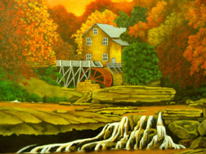 Mill in Autumn Mouth-painted by Jeff LaDow