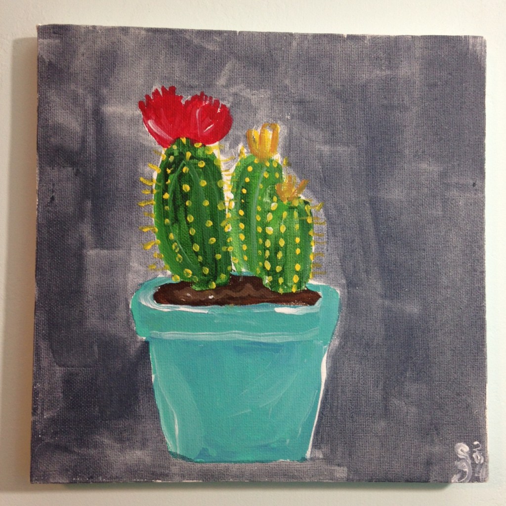 Little Cacti- Tribute to the Mouth Painters of the Mouth and Foot Painting Artists of the USA Linda Cleary 2014 Acrylic on Canvas