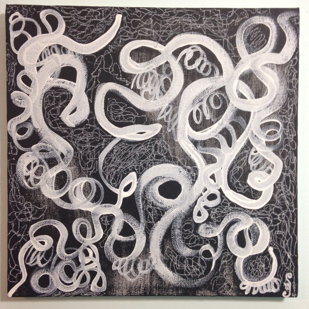 Untitled 201- Tribute to Otto Zitko Linda Cleary 2014 Acrylic & Pen on Canvas