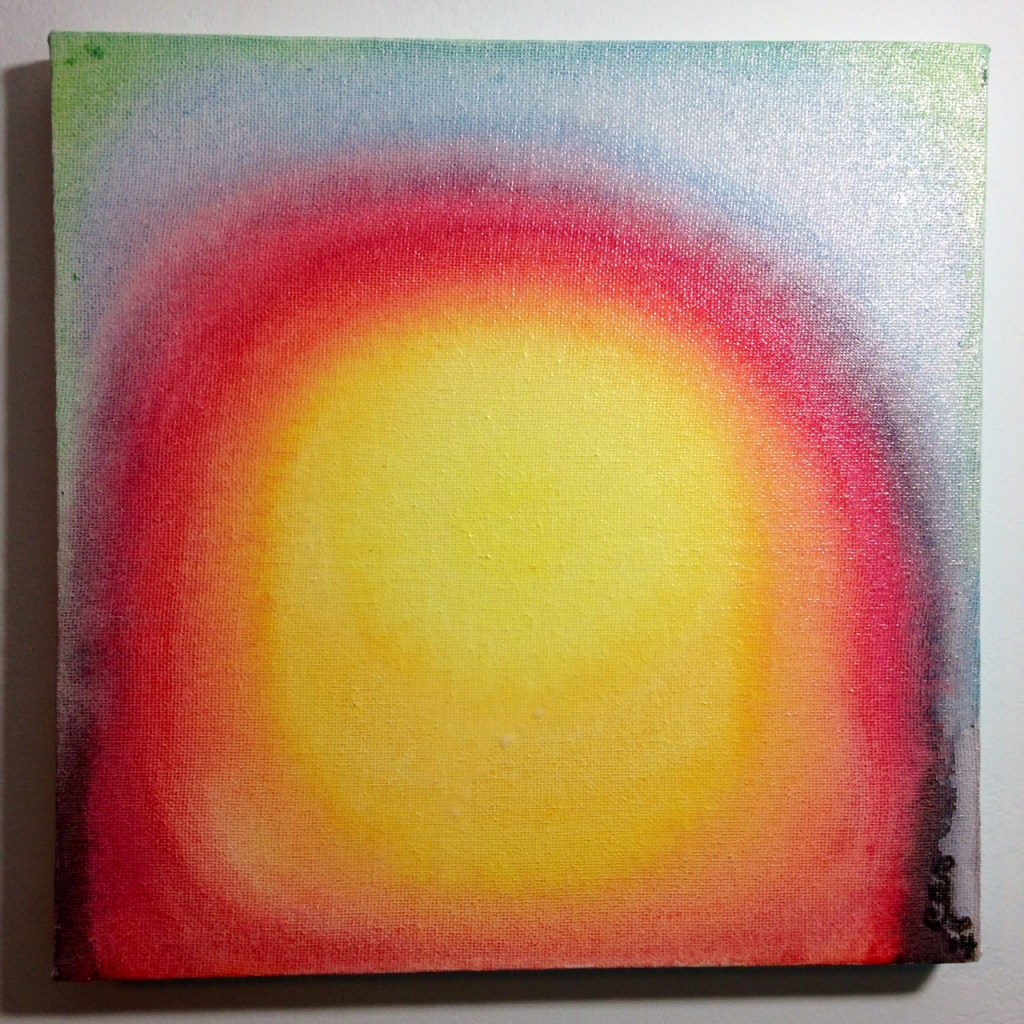 Sunspot- Tribute to Leon Berkowitz Linda Cleary 2014 Watercolor and Enamel on Canvas