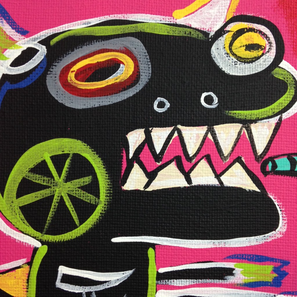 Close-Up 1 Crazy Town- Tribute to Matt Sesow Linda Cleary 2014 Acrylic on Canvas