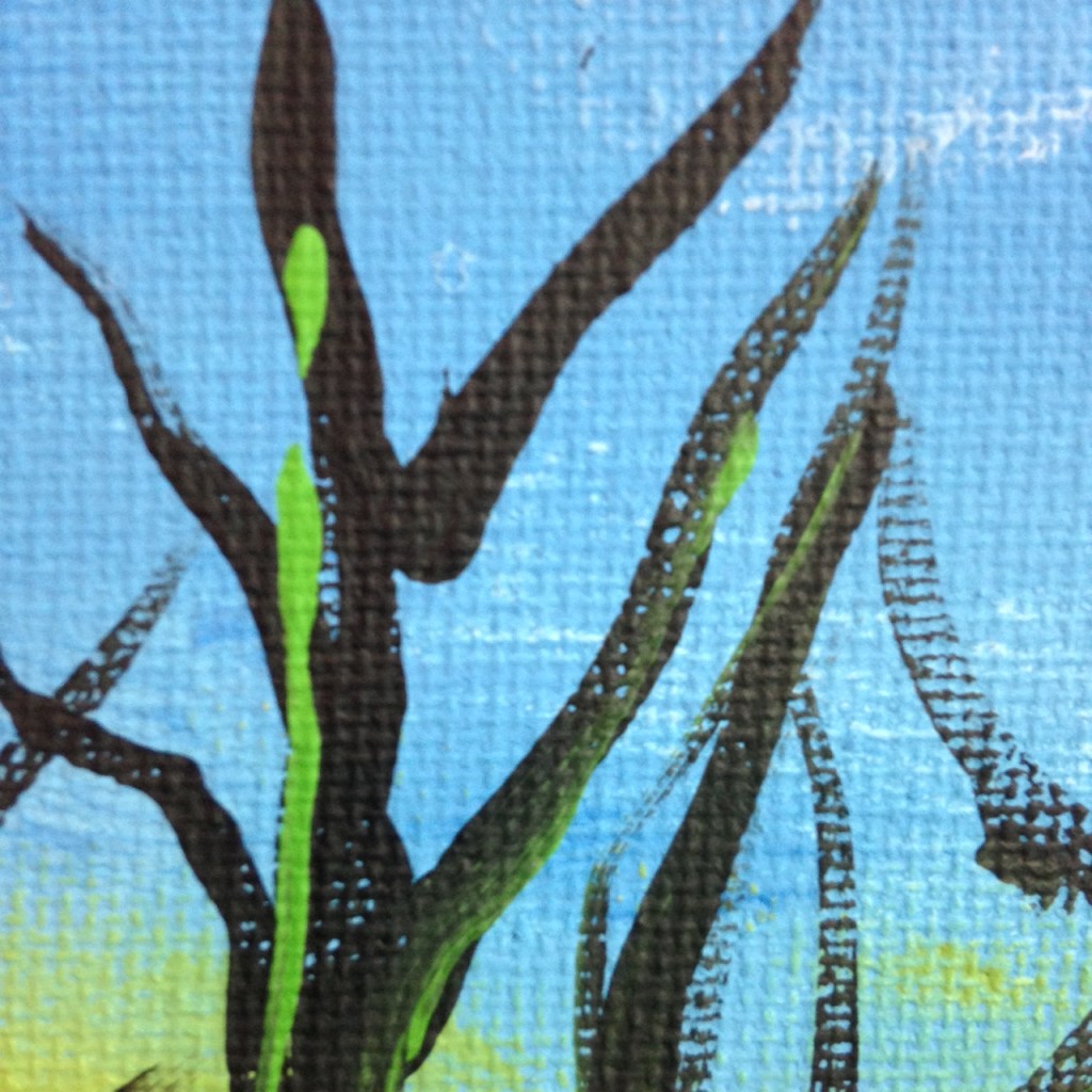 Close-Up 2 Trees During Sunset- Tribute to the Mouth and Foot Painting Artists Linda Cleary 2014 Acrylic on Canvas