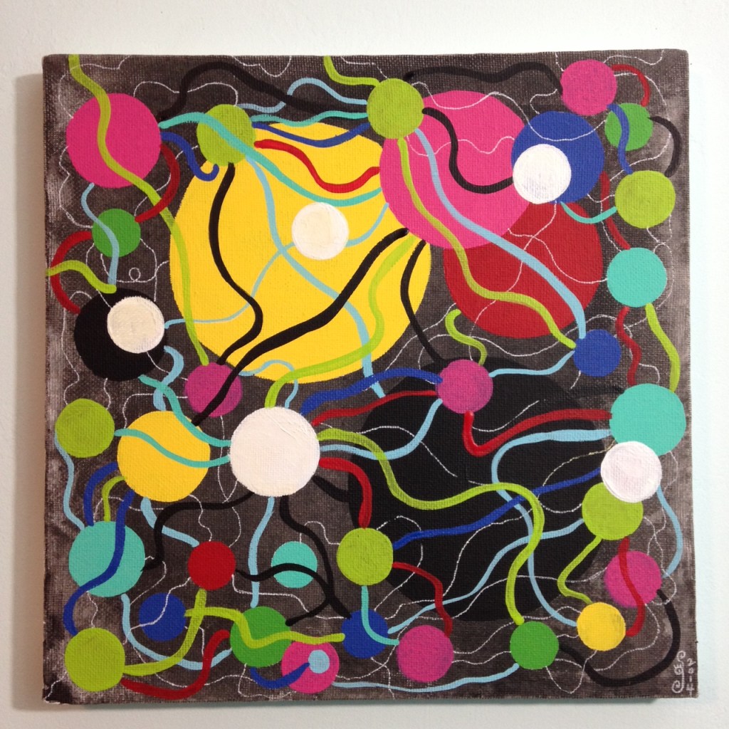 It's Electric- Tribute to Atsuko Tanaka Linda Cleary 2014 Acrylic on Canvas