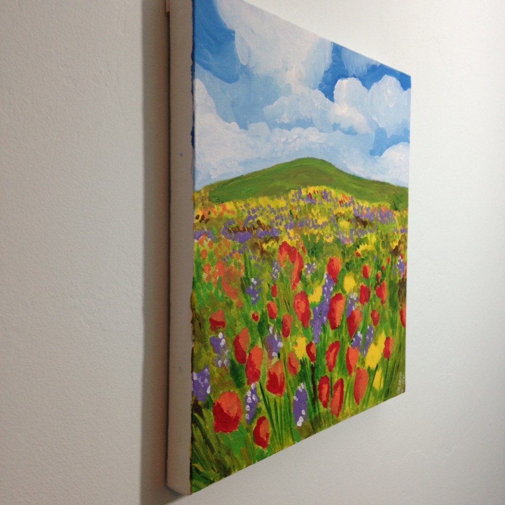 Side-View Field of Poppies- Tribute to Claude Monet Linda Cleary 2014 Acrylic on Canvas