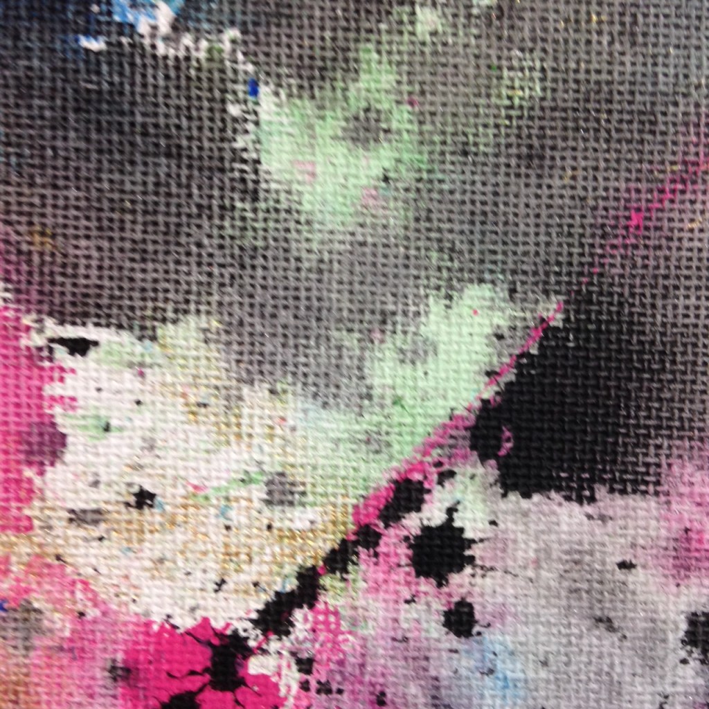 Close-Up 1 Painted Towels- Tribute to Shozo Shimamoto Linda Cleary 2014 Acrylic on Canvas