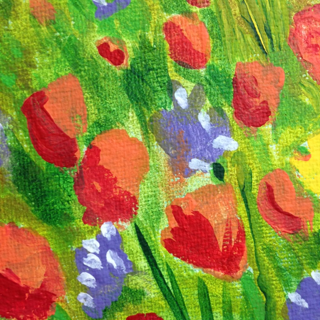 Close-Up 1 Field of Poppies- Tribute to Claude Monet Linda Cleary 2014 Acrylic on Canvas