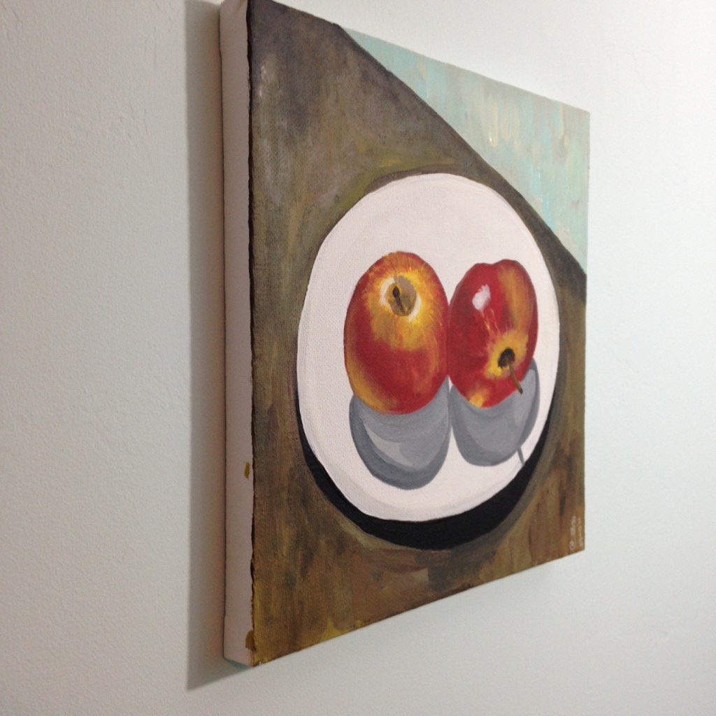Side-View Still Life with Apples- Tribute to Paul Cezanne Linda Cleary 2014 Acrylic on Canvas