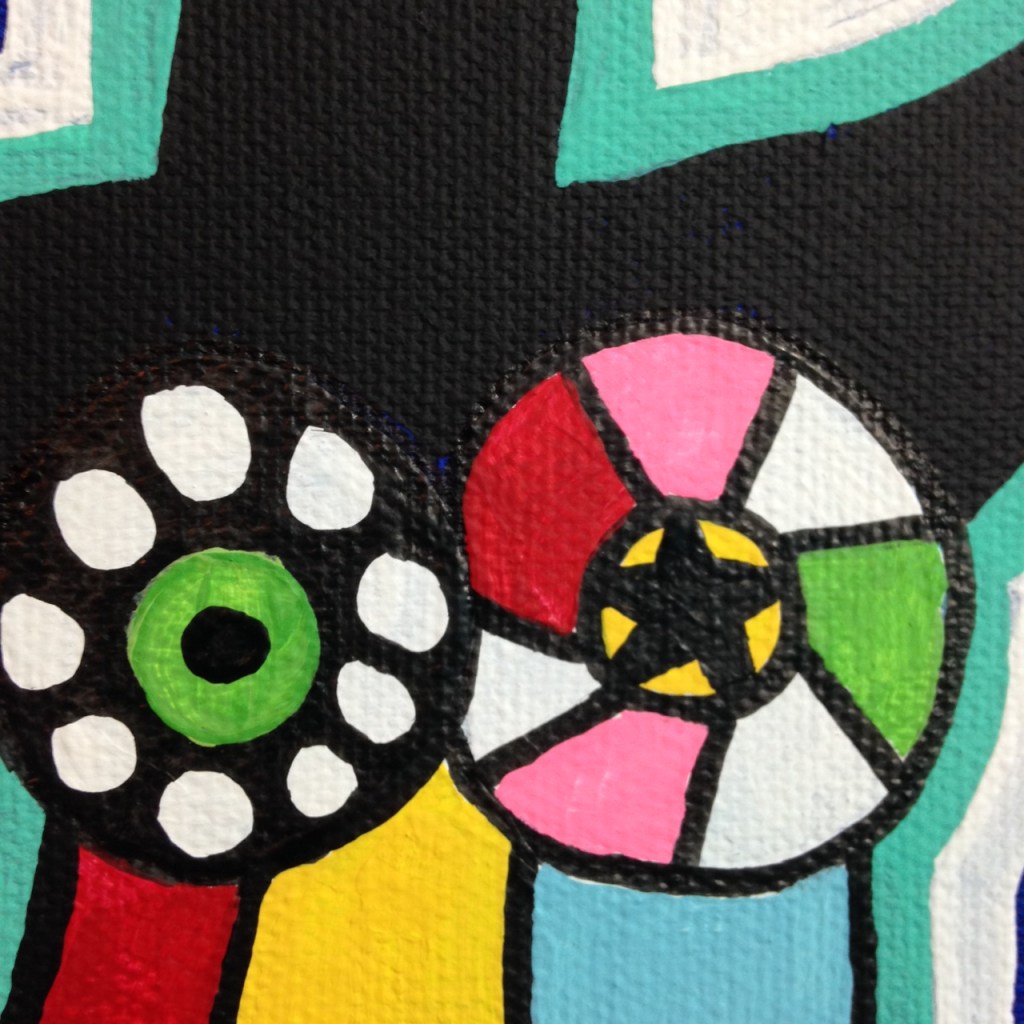 Close-Up 1 My Nana- Tribute to Niki De Saint Phalle Linda Cleary 2014 Acrylic on Canvas