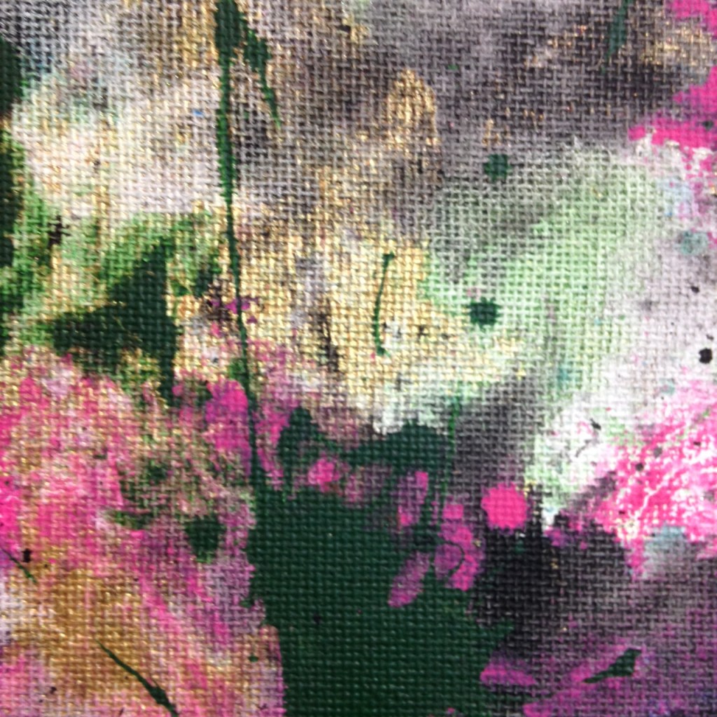 Close-Up 2 Painted Towels- Tribute to Shozo Shimamoto Linda Cleary 2014 Acrylic on Canvas