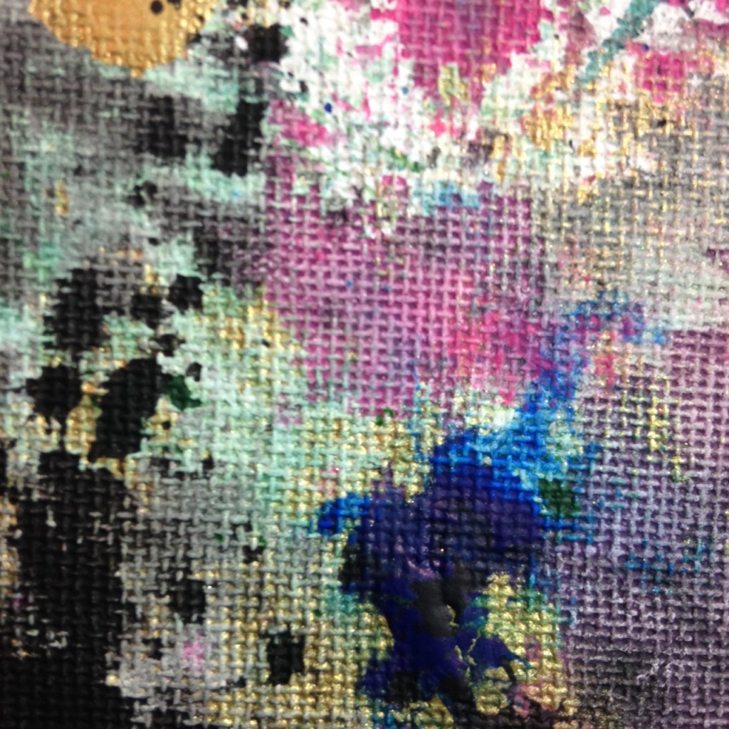 Close-Up 3 Painted Towels- Tribute to Shozo Shimamoto Linda Cleary 2014 Acrylic on Canvas