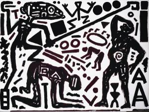A.R. Penck- Woodcut