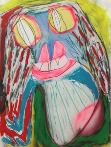 untitled (hill sitting) graphite, ink, marker, spraypaint, acrylic on paper- Anthony Miler