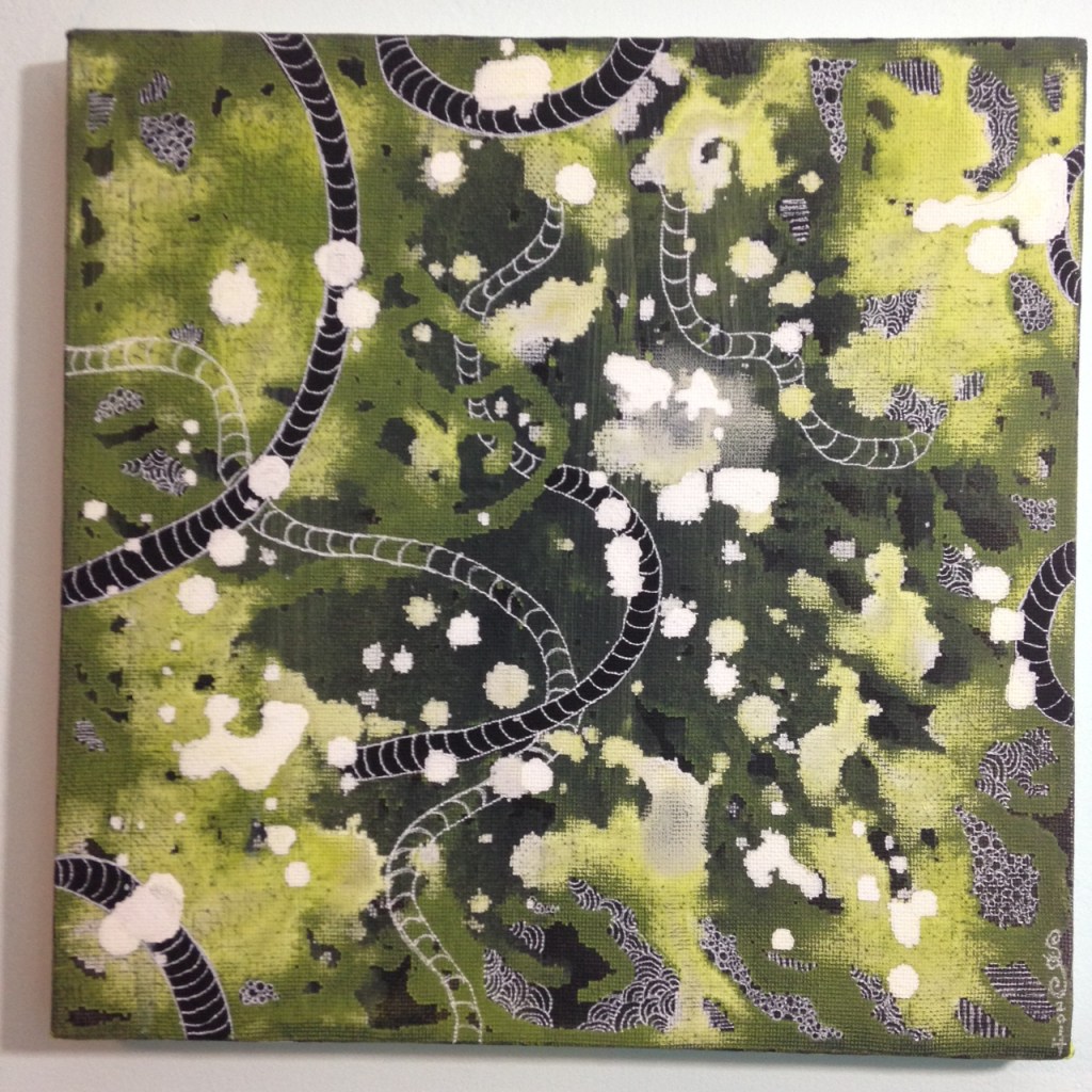 Wires or Veins- Tribute to Linda Cleary (Myself!) Linda Cleary 2014 Acrylic and Pen on Canvas