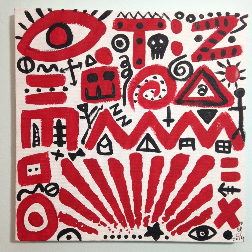 Zufällige Symbole- Tribute to A.R. Penck Linda Cleary 2014 Acrylic on Canvas