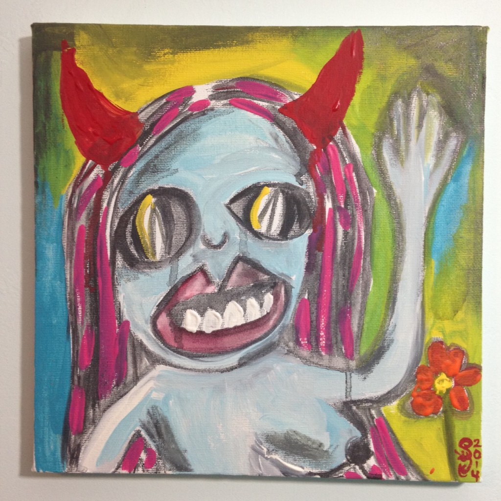 Horns- Tribute to Anthony Miler Linda Cleary 2014 Graphite & Acrylic on Canvas