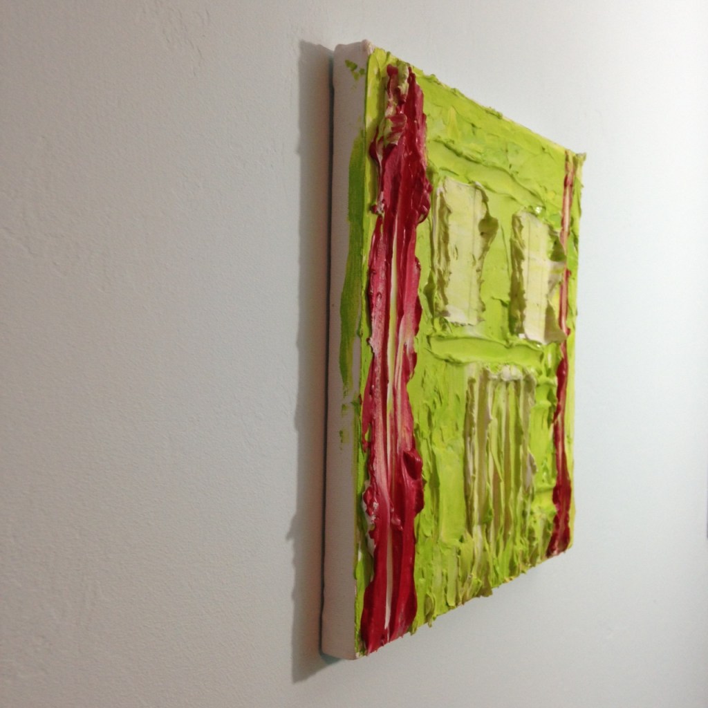 Side-View Green & Red- Tribute to Bram Bogart Linda Cleary 2014 Mixed Media on Canvas