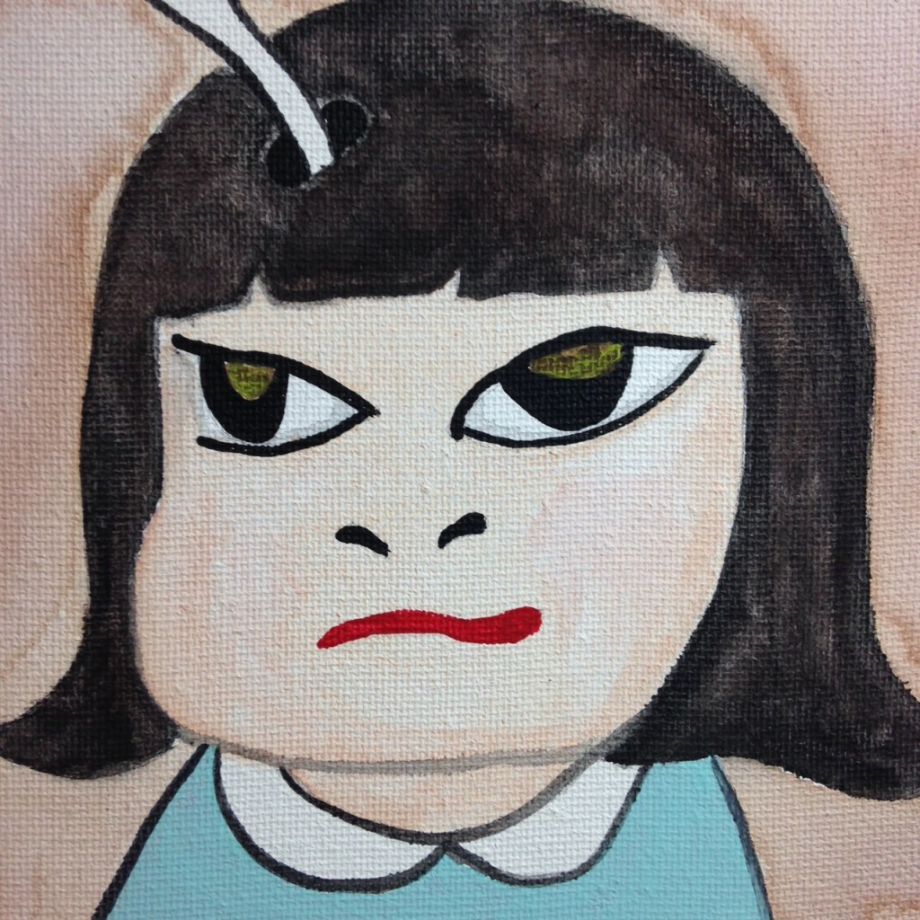 Close-Up 1 Ouch...My Brain Hurts- Tribute to Yoshitomo Nara Linda Cleary 2014 Acrylic on Canvas