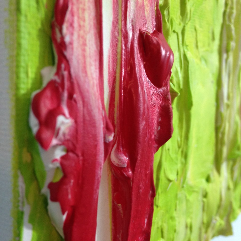 Close-Up 1 Green & Red- Tribute to Bram Bogart Linda Cleary 2014 Mixed Media on Canvas