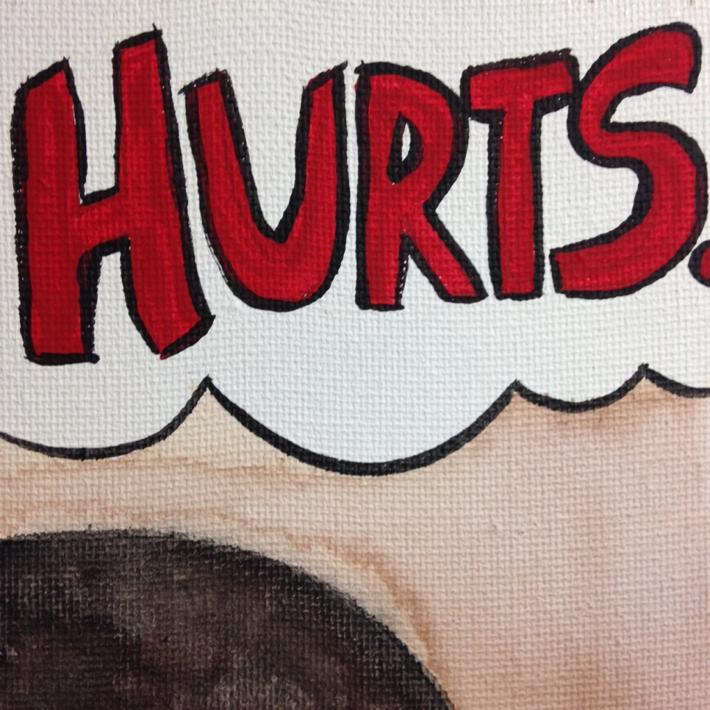 Close-Up 3 Ouch...My Brain Hurts- Tribute to Yoshitomo Nara Linda Cleary 2014 Acrylic on Canvas