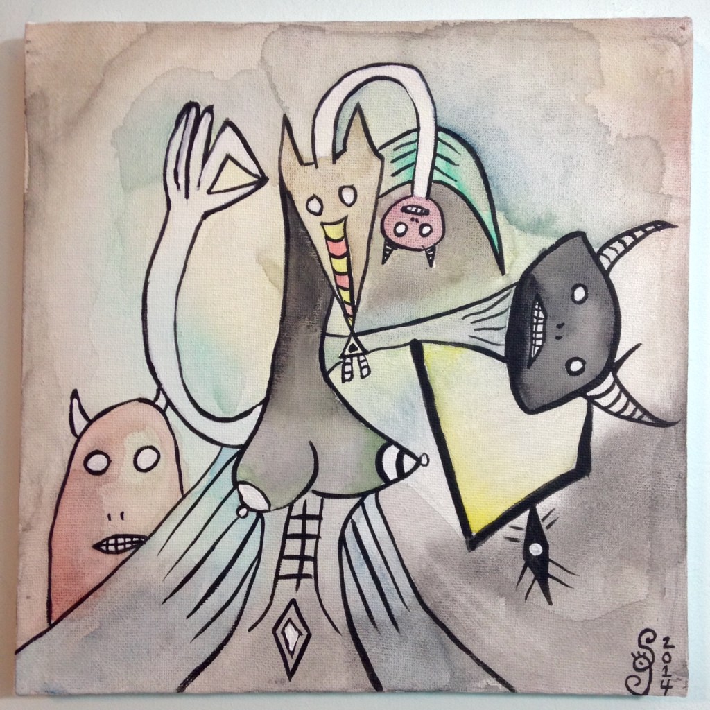 Inner Spirits- Tribute to Wifredo Lam Linda Cleary 2014 Watercolor & Acrylic on Canvas