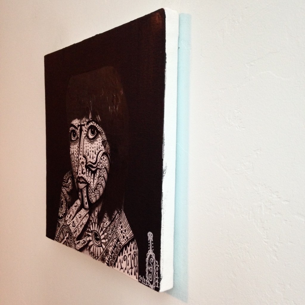 Side-View Self-Portrait (HOPE)- Tribute to Ramon Maiden Linda Cleary 2014 Mixed-Media on Canvas