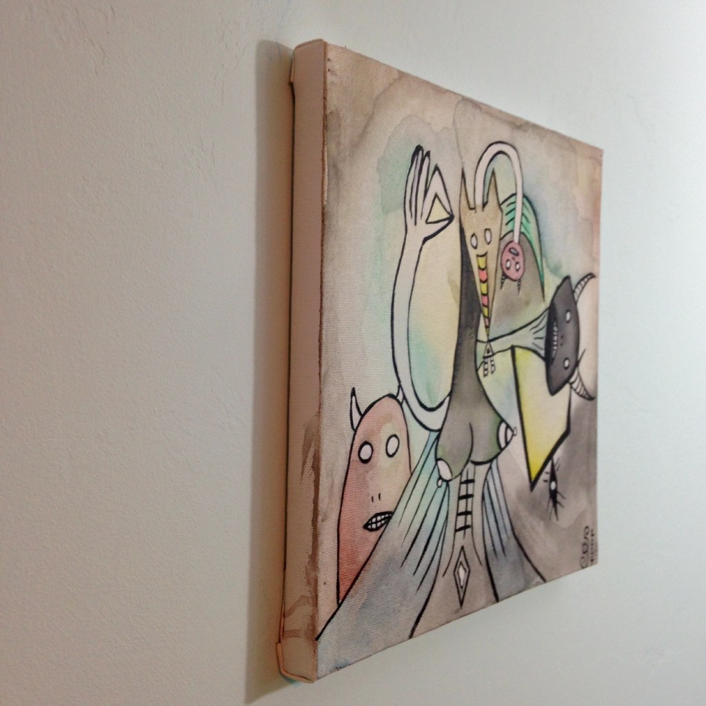Side-View Inner Spirits- Tribute to Wifredo Lam Linda Cleary 2014 Watercolor & Acrylic on Canvas