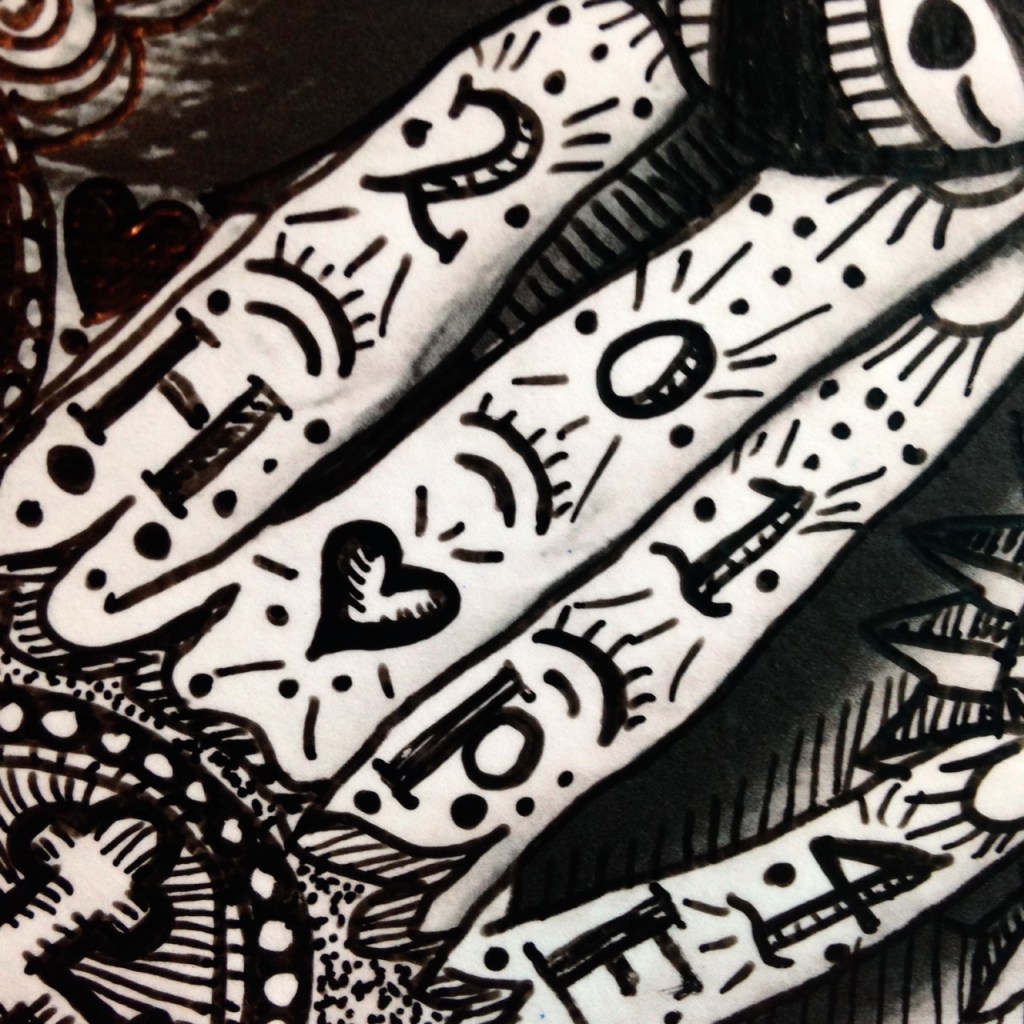 Close-Up 3 Self-Portrait (HOPE)- Tribute to Ramon Maiden Linda Cleary 2014 Mixed-Media on Canvas