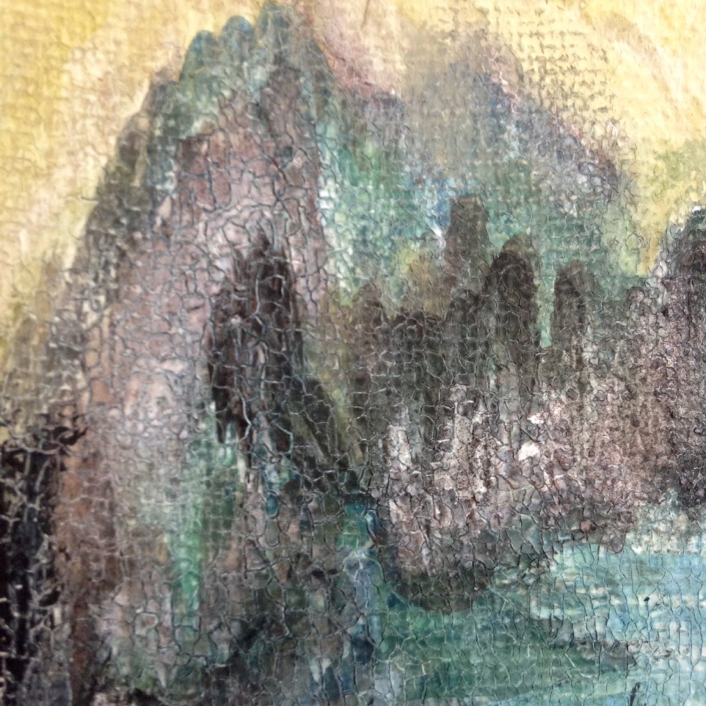 Close-Up 3 Mona Linda- Tribute to Leonardo da Vinci Linda Cleary 2014 Acrylic, Watercolor and Crackle paint on Canvas