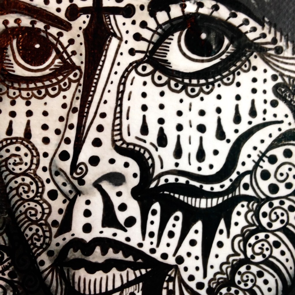 Close-Up 1 Self-Portrait (HOPE)- Tribute to Ramon Maiden Linda Cleary 2014 Mixed-Media on Canvas