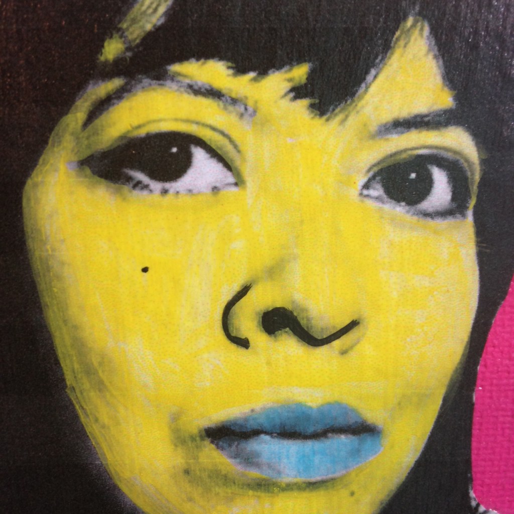 Close-Up 3 Self-Portrait- Tribute to Andy Warhol Linda Cleary 2014 Mixed-Media on Canvas