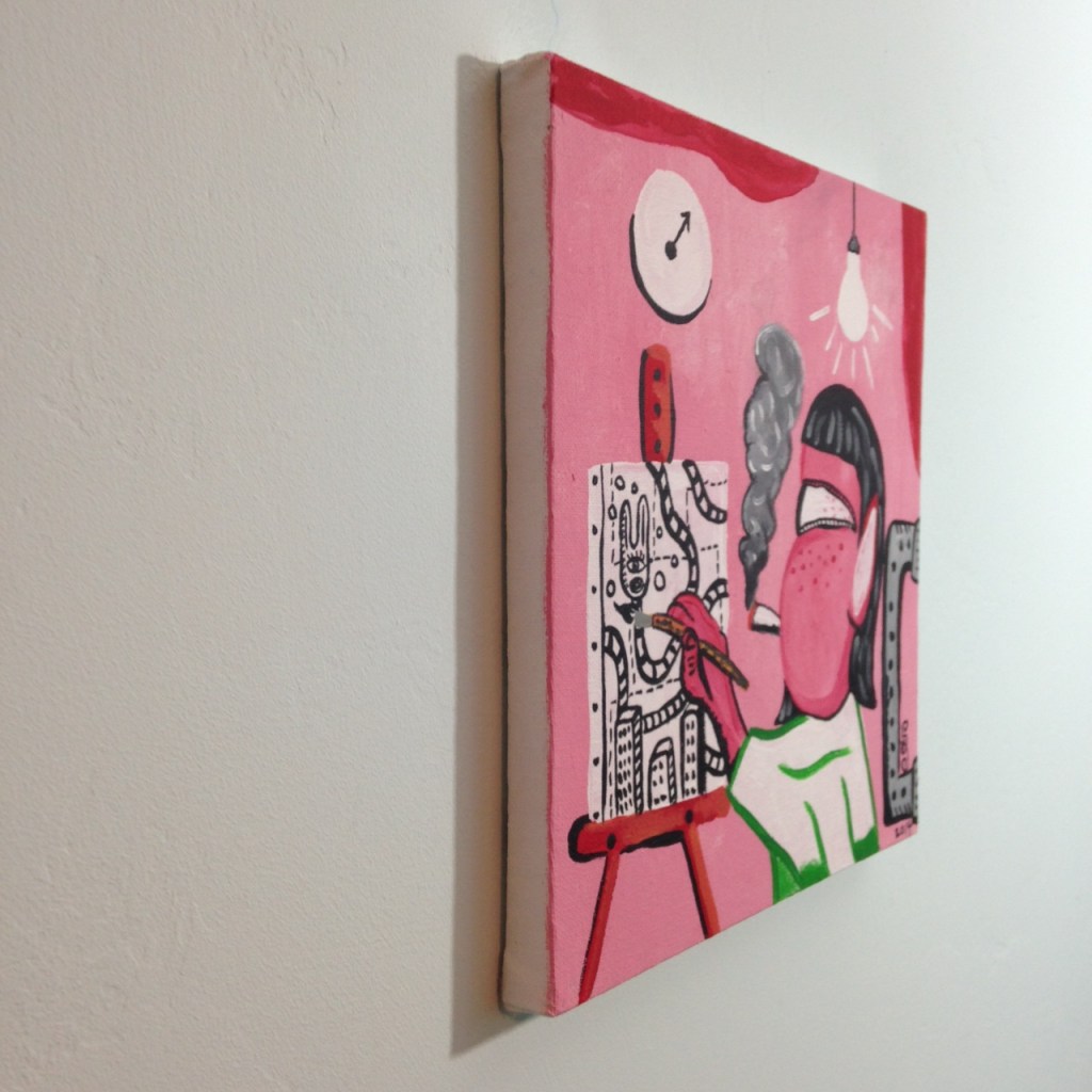 Side-View Self Portrait in Studio- Philip Guston Linda Cleary 2014 Acrylic on Canvas