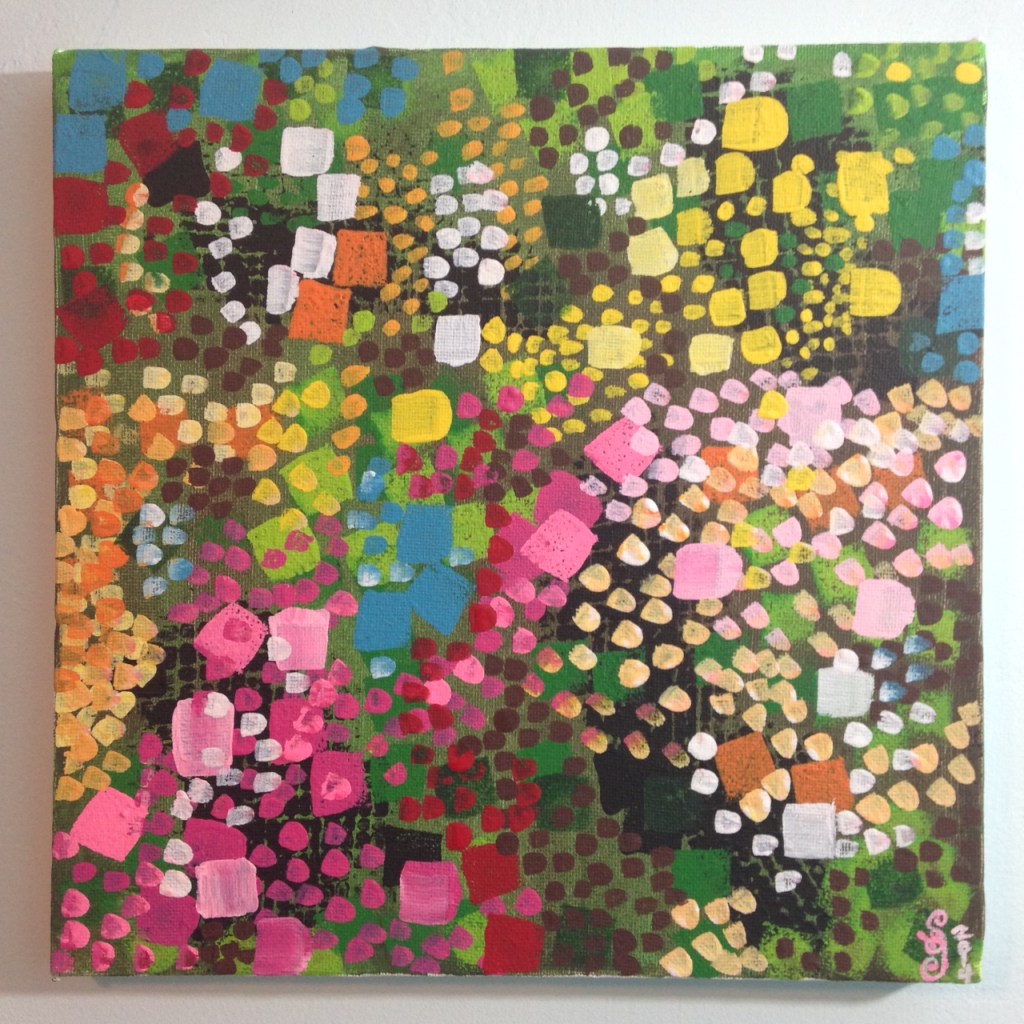 Flower Bushes- Tribute to Lynne Drexler Linda Cleary 2014 Acrylic on Canvas