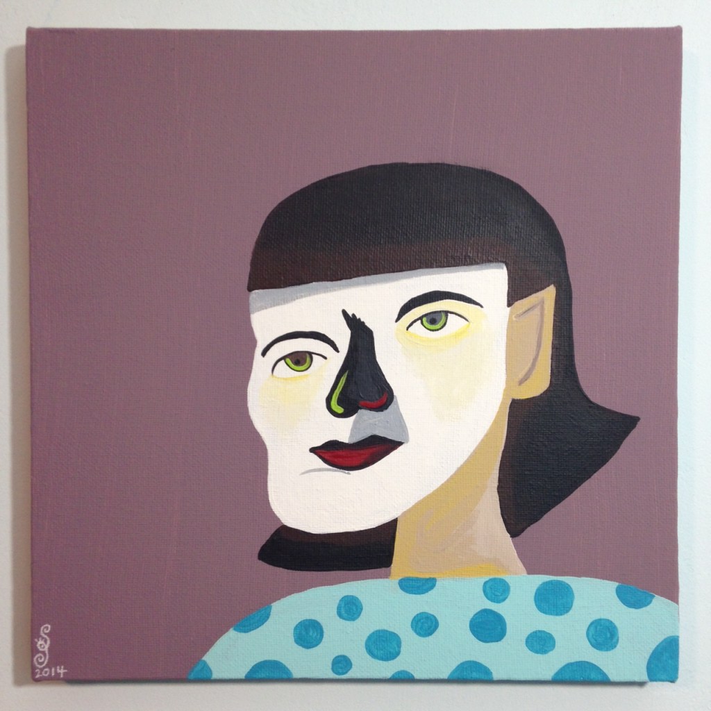 Self-Portrait- Tribute to Jim Nutt Linda Cleary 2014 Acrylic on Canvas