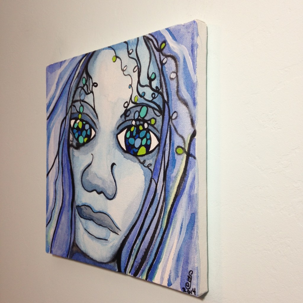 Side-View Visage d'un rêve- Tribute to Sophie Orlicki Linda Cleary 2014 Watercolor and Acrylic on Canvas