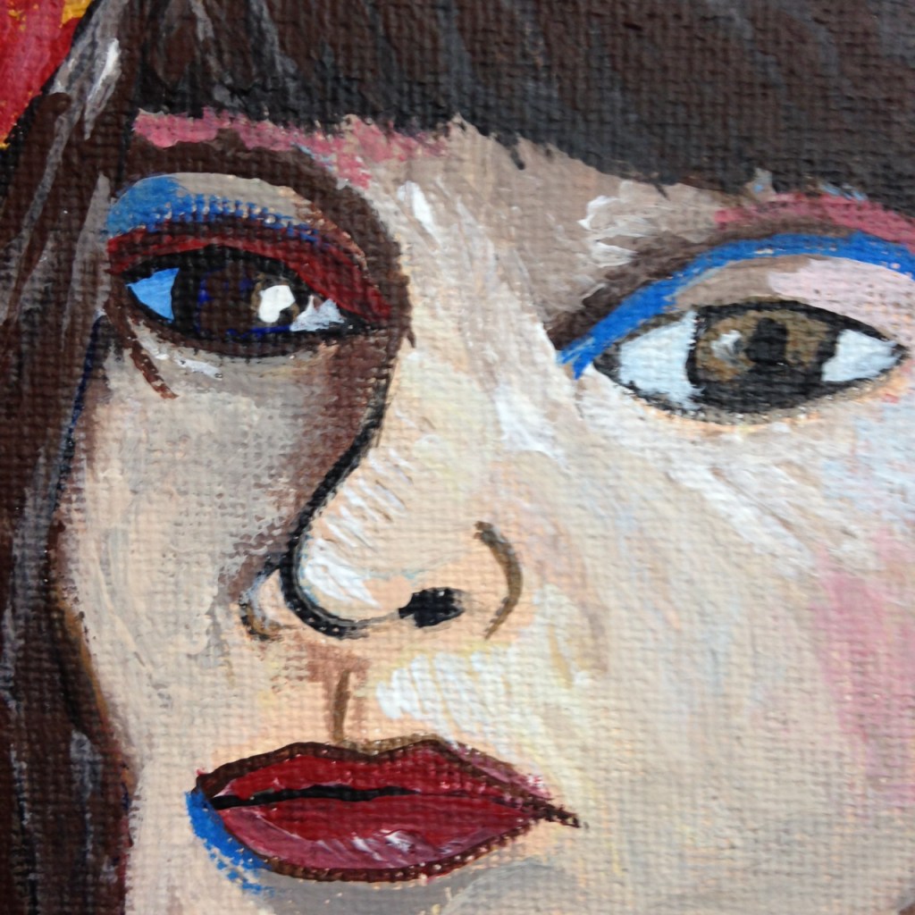 Close-Up 1 Self-Portrait with Straw Hat- Tribute to Vincent Van Gogh Linda Cleary 2014 Acrylic on Canvas