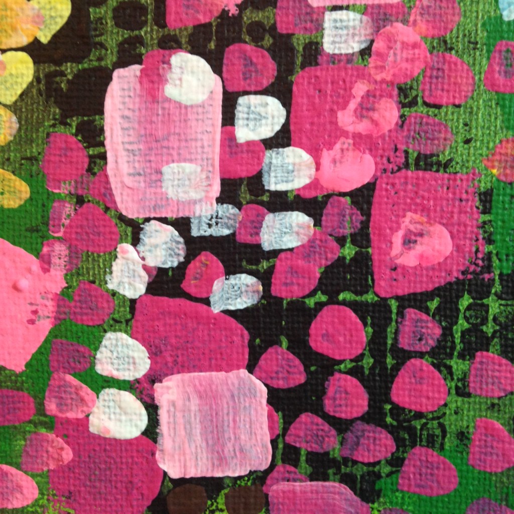 Close-Up 1 Flower Bushes- Tribute to Lynne Drexler Linda Cleary 2014 Acrylic on Canvas