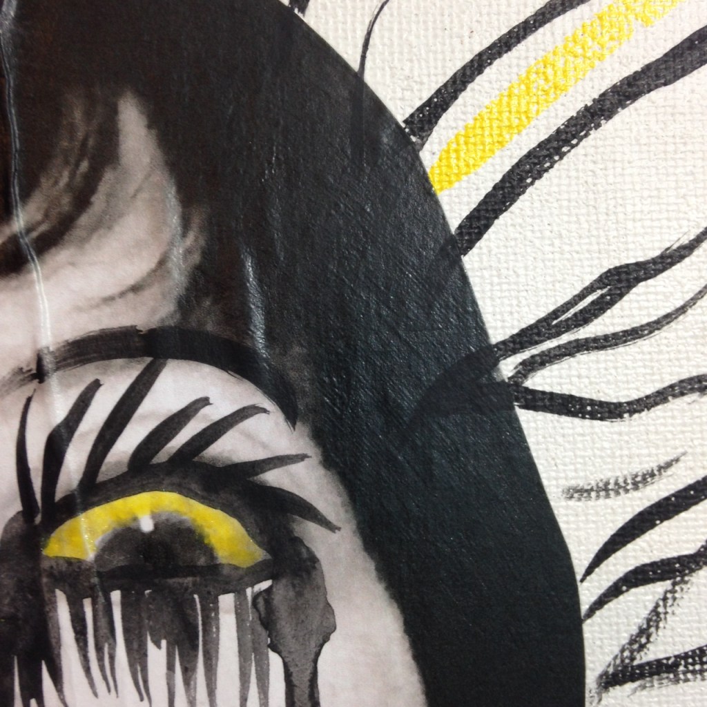 Close-Up 3 Self-Portrait- Tribute to Arnulf Rainer Linda Cleary 2014 Mixed Media on Canvas