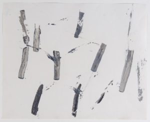 untitled (after nature: tree trunks), ca 1959 acrylic applied with palette knife on paper- Charlotte Posenenske