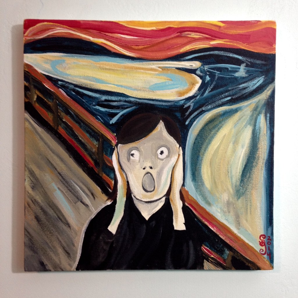 Linda Screaming- Tribute to Edvard Munch Linda Cleary 2014 Acrylic on Canvas