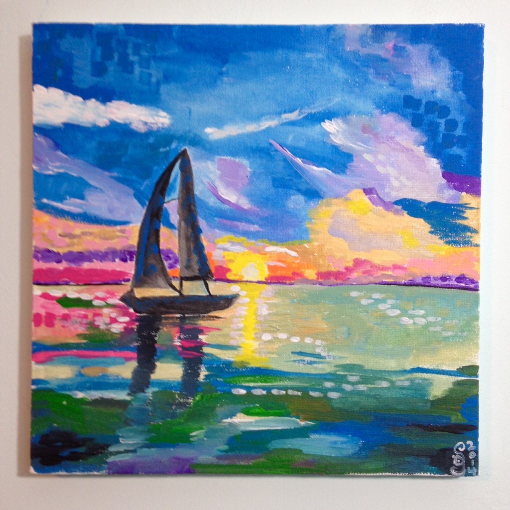 Voilier sur l'eau- Tribute to André Derain Linda Cleary 2014 Acrylic on Canvas