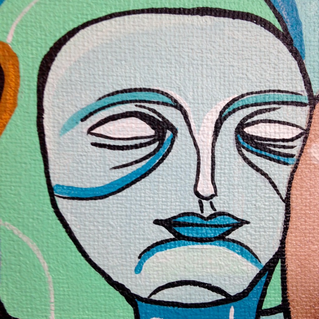 Close-Up 1 Eye Contact- Tribute to Doze Green Linda Cleary 2014 Ink & Acrylic on Canvas