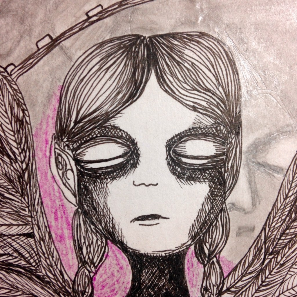 Close-Up 1 My Little World- Tribute to Ruzena (Anne Billon) Linda Cleary 2014 Mixed Media on Paper mounted on Wood Panel