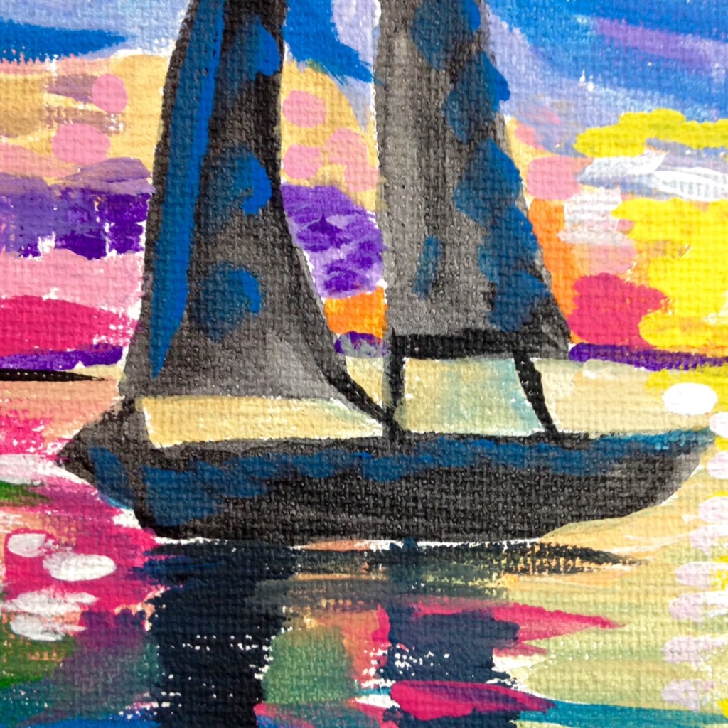 Close-Up 1 Voilier sur l'eau- Tribute to André Derain Linda Cleary 2014 Acrylic on Canvas