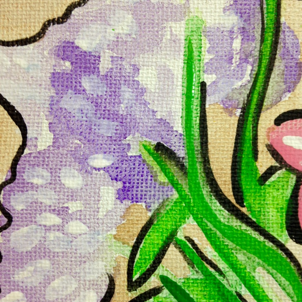 Close-Up 2 Vase of Flowers- Tribute to Raoul Dufy Linda Cleary 2014 Watercolors and Acrylics on Canvas