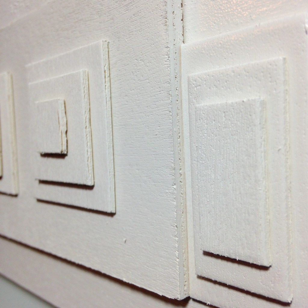 Close-Up 3 Rechthoeken En Vierkanten- Tribute to Ad Dekkers Linda Cleary 2014 Mixed-Media on Wood Panel