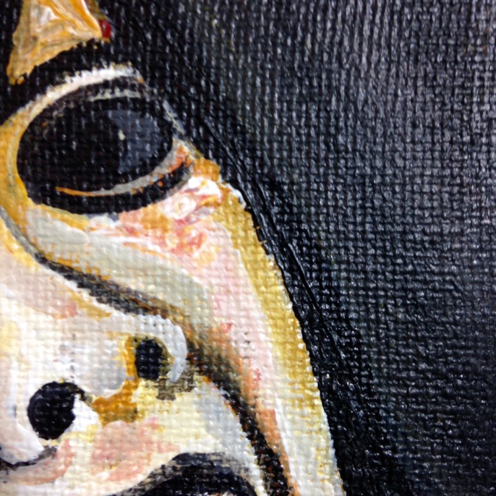 Close-Up 3 Please Don't Kill Me- Tribute to Francisco De Goya Linda Cleary 2014 Acrylic and Crackle Paint on Canvas