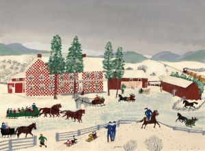 GRANDMA MOSES The Old Checkered House in Cambridge Valley