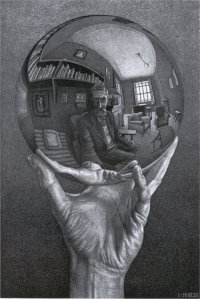 Hand with Reflecting Sphere- M.C. Escher